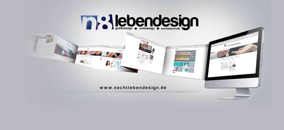 Alte Werbung von n8lebendesign mit Logo, Webdesign-Arbeiten und einem iMac.
